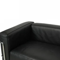 Le Corbusier LC3 2-Sitzer Sofa aus schwarzem Leder, 2000er