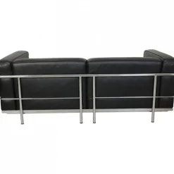 Le Corbusier LC3 2-Sitzer Sofa aus schwarzem Leder, 2000er