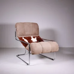 Leder Chaiselongue & Pecari Ottomane von Guido Faleschini, 1970er, 3er Set