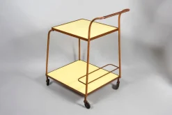 Leder Servierwagen von Jacques Adnet, 1950er