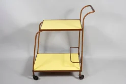 Leder Servierwagen von Jacques Adnet, 1950er