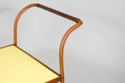 Leder Servierwagen von Jacques Adnet, 1950er