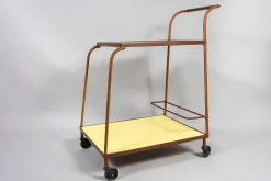 Leder Servierwagen von Jacques Adnet, 1950er