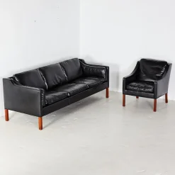 Ledersofa Set von Børge Mogensen, 4er Set