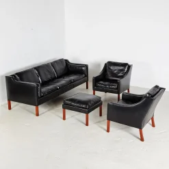 Ledersofa Set von Børge Mogensen, 4er Set