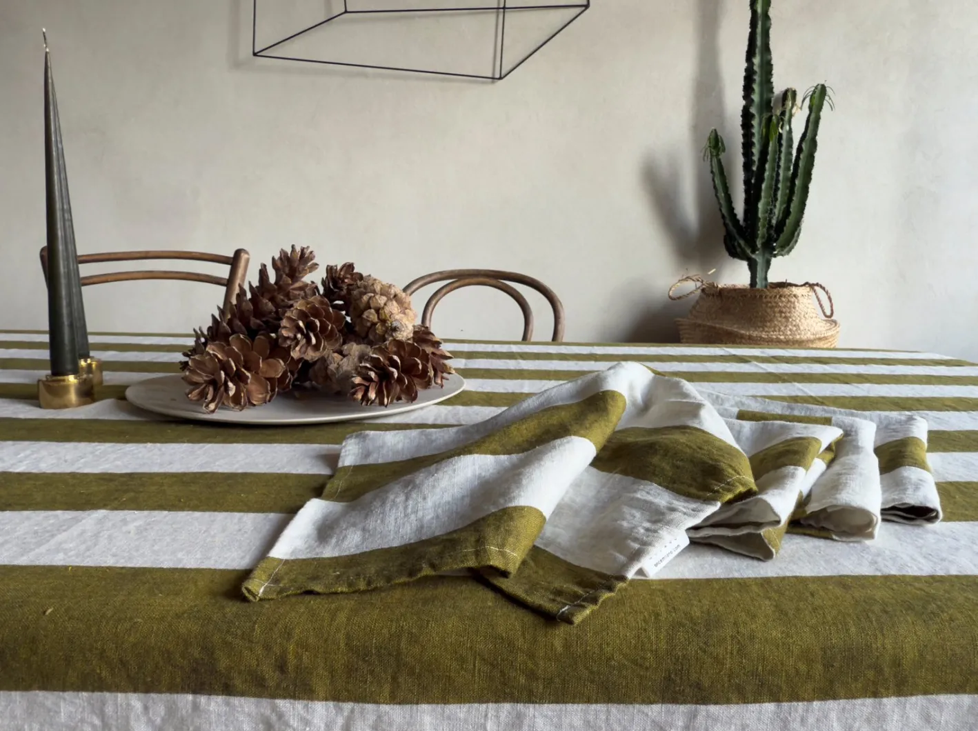 Leinen Servietten mit Cabana Streifen Muster von Once Milano, 4er Set