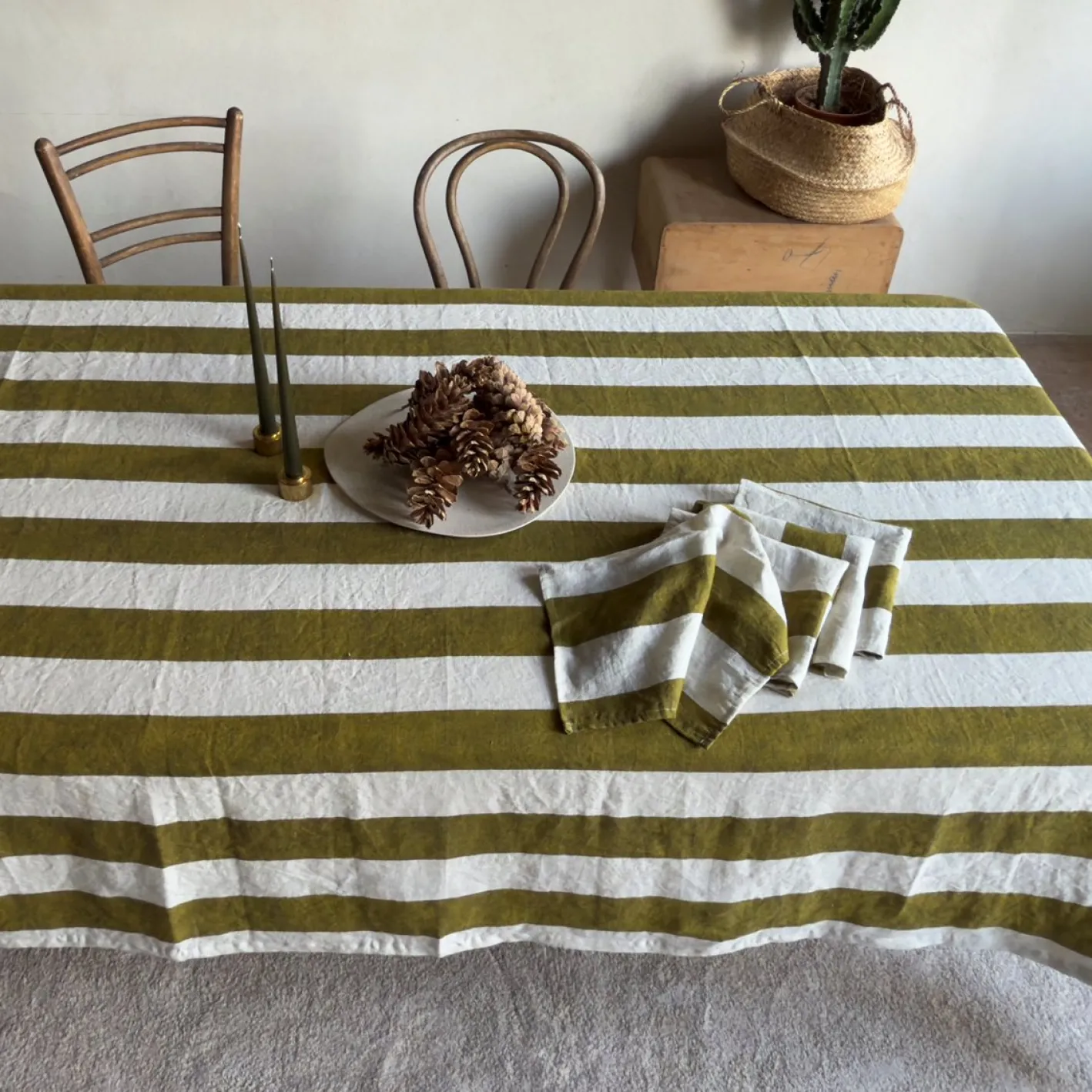 Leinen Servietten mit Cabana Streifen Muster von Once Milano, 4er Set