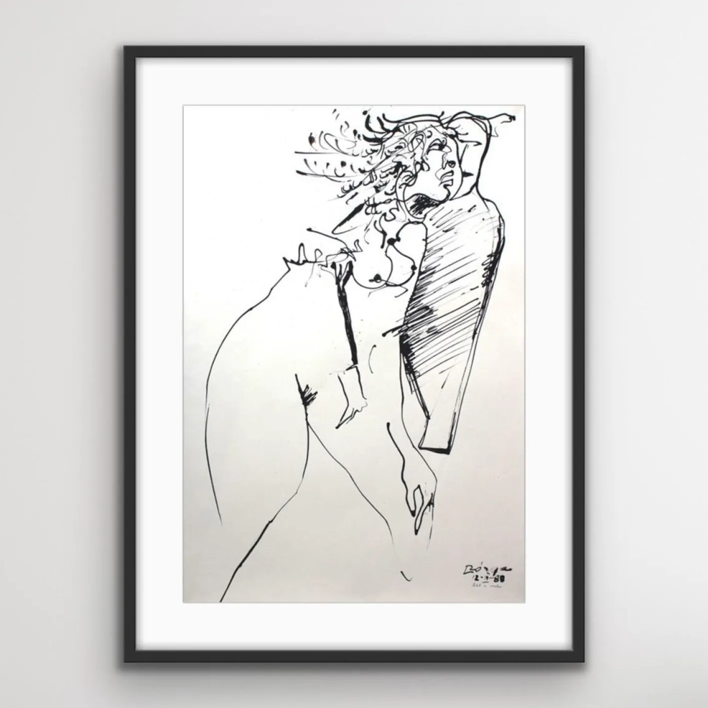Leszek Rózga, Akt in Bewegung, 1988, Tinte auf Papier