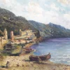 Ligurische Küste, Italien, 1950er, Öl auf Karton