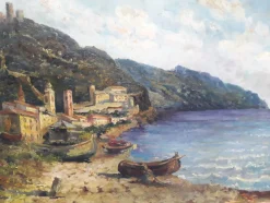 Ligurische Küste, Italien, 1950er, Öl auf Karton