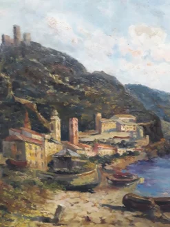 Ligurische Küste, Italien, 1950er, Öl auf Karton
