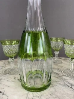 Likörgläser und Dekanter aus Kristallglas, 20. Jh., 12er Set