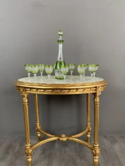 Likörgläser und Dekanter aus Kristallglas, 20. Jh., 12er Set