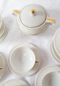 Limoges Porzellan Teeservice für Twelve von A. Vignaud, 1950er, 25er Set