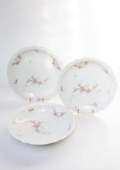 Limoges Porzellanteller von J. Pouyat, 1910er, 3er Set