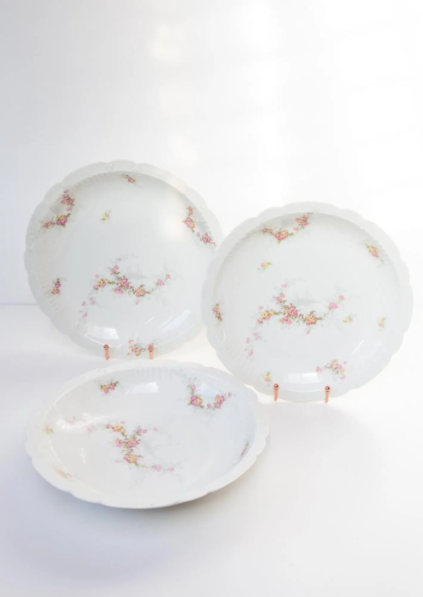 Limoges Porzellanteller von J. Pouyat, 1910er, 3er Set