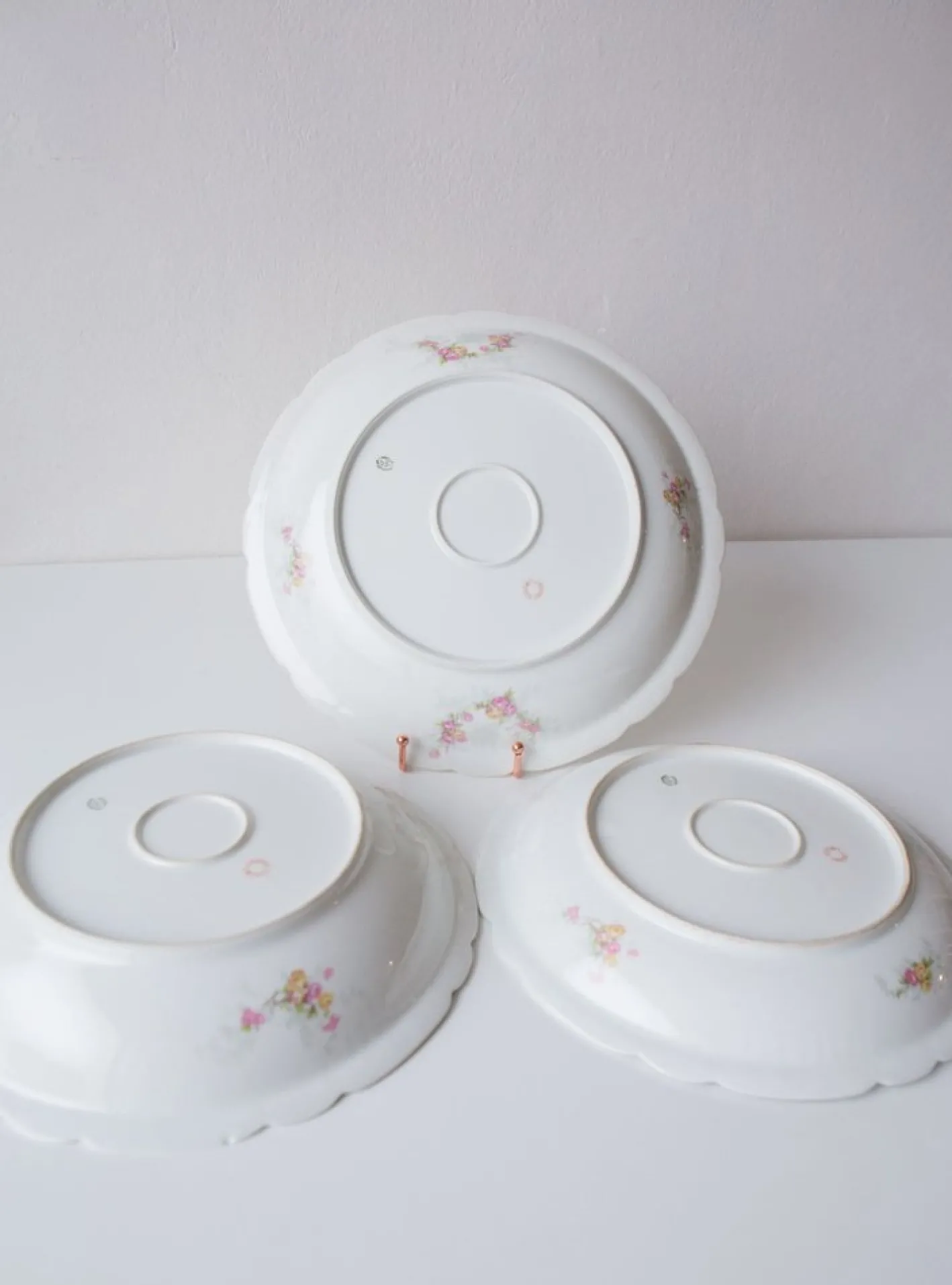 Limoges Porzellanteller von J. Pouyat, 1910er, 3er Set