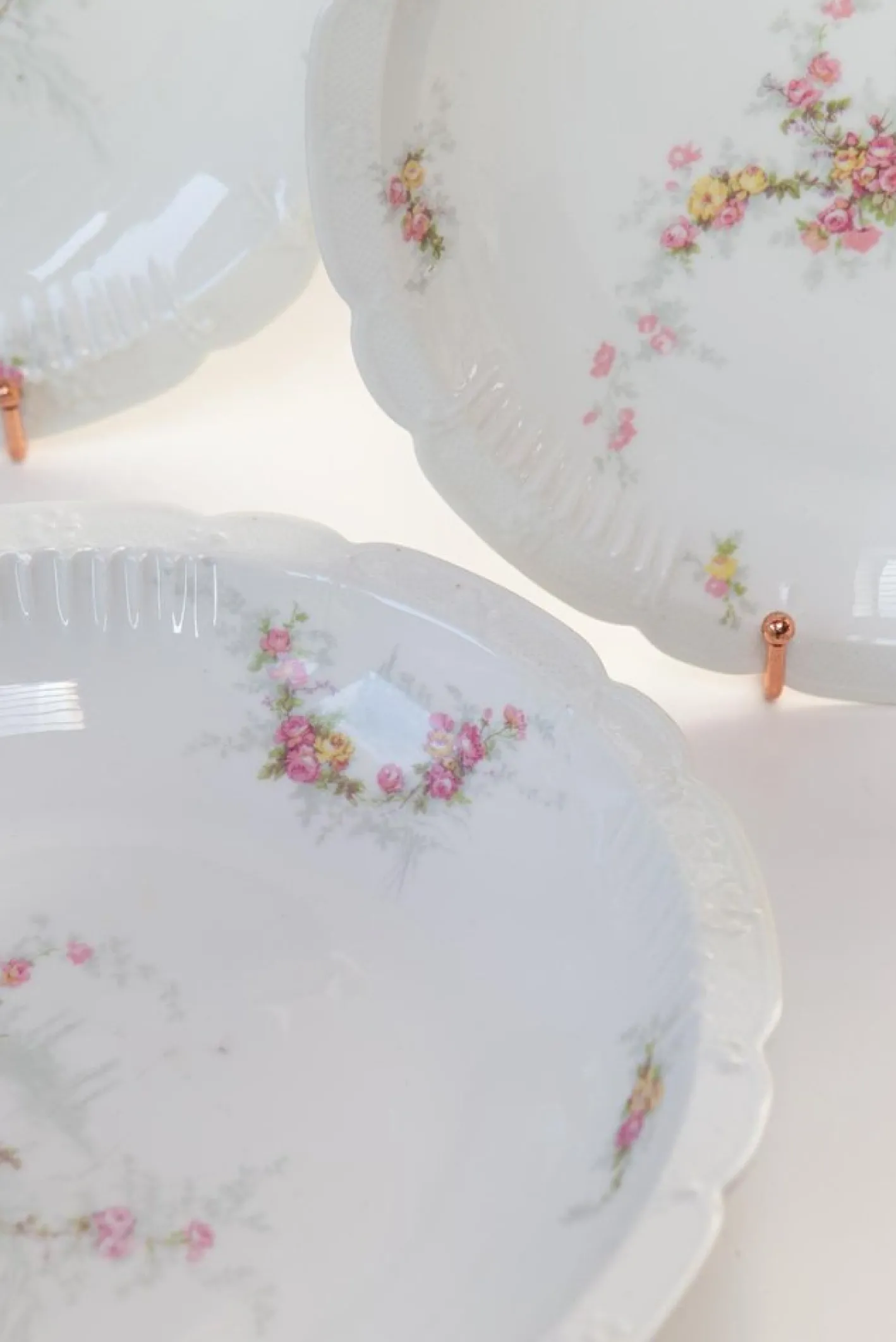 Limoges Porzellanteller von J. Pouyat, 1910er, 3er Set