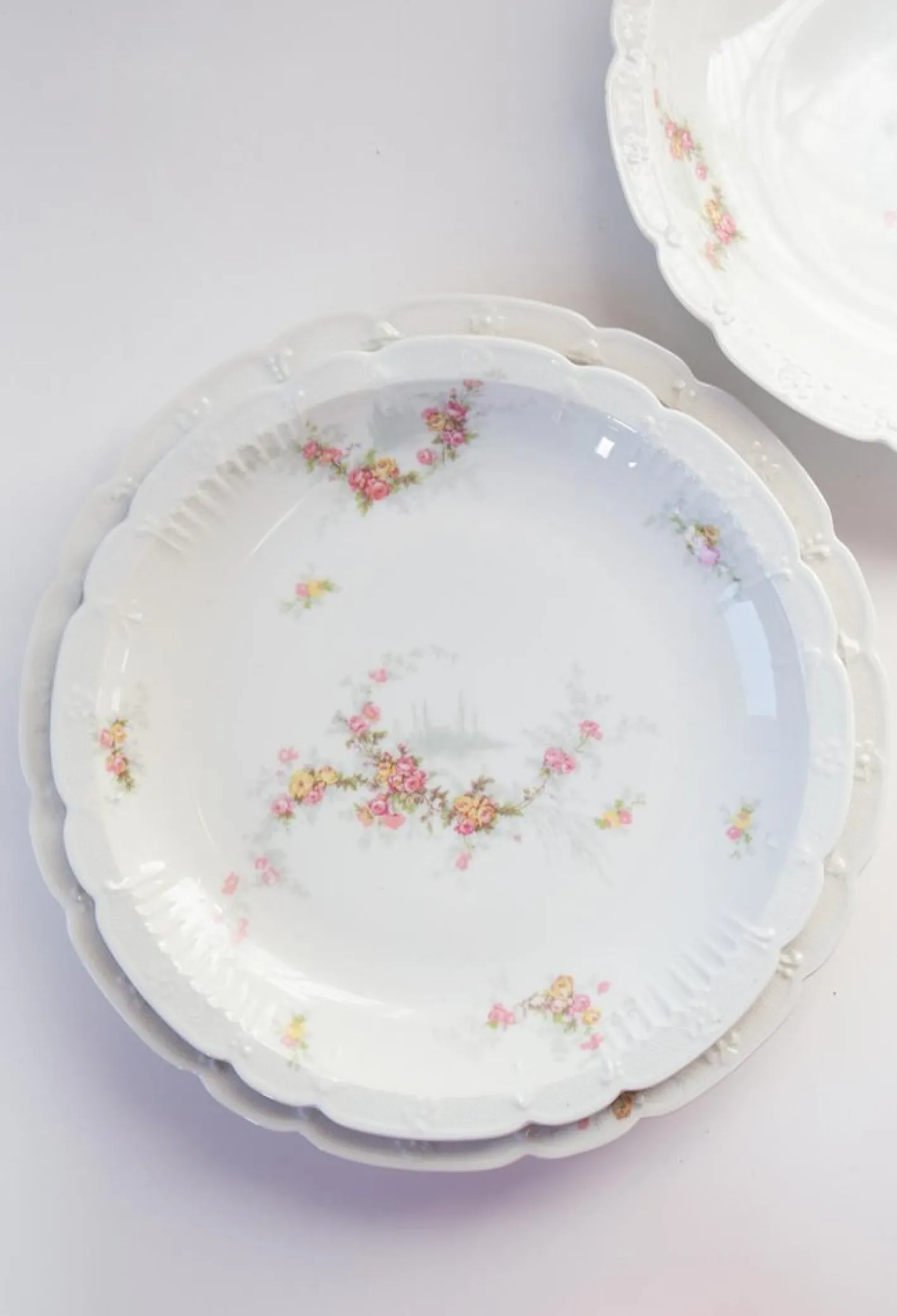 Limoges Porzellanteller von J. Pouyat, 1910er, 3er Set