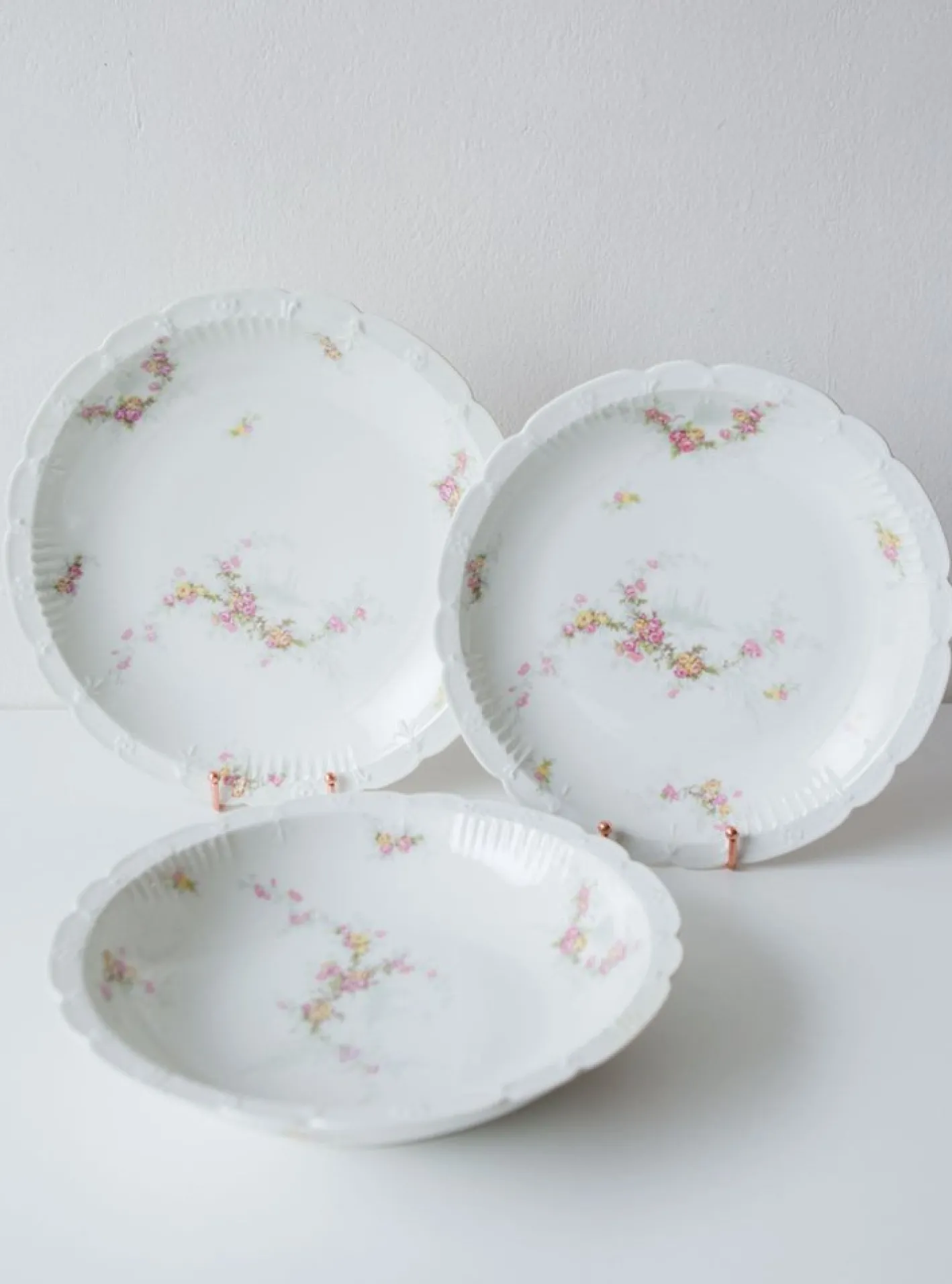 Limoges Porzellanteller von J. Pouyat, 1910er, 3er Set