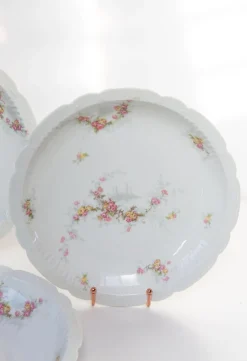 Limoges Porzellanteller von J. Pouyat, 1910er, 3er Set
