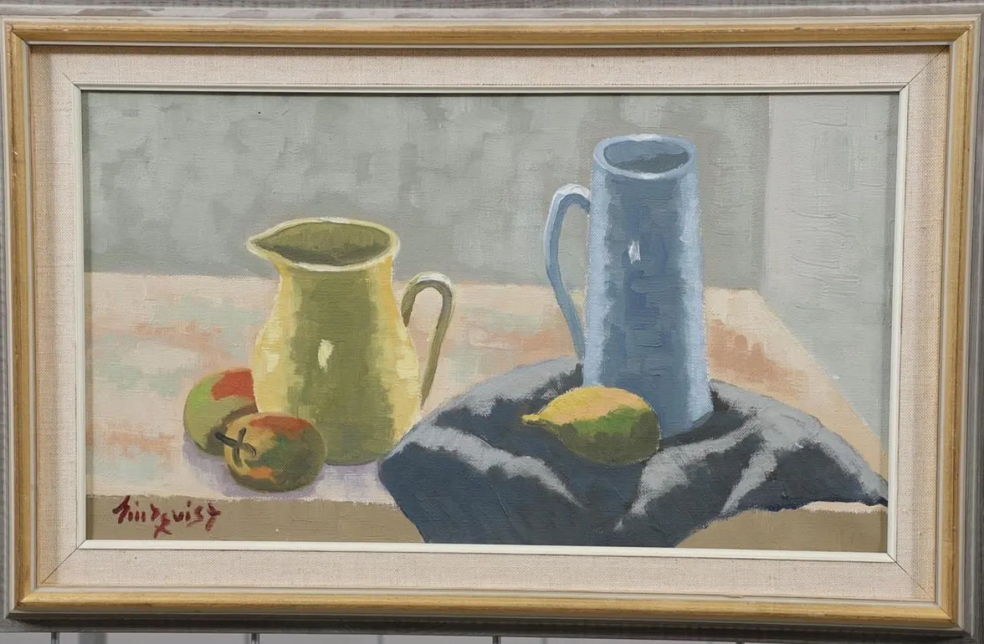 Lindqvist, Stillleben, 1950er, Ölgemälde auf Leinwand, gerahmt