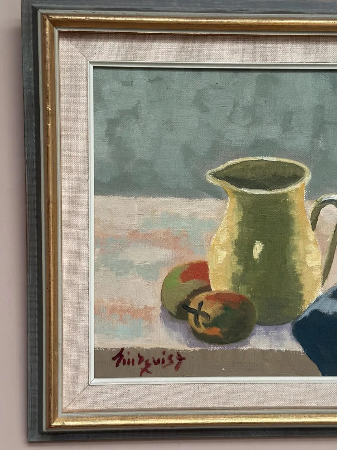 Lindqvist, Stillleben, 1950er, Ölgemälde auf Leinwand, gerahmt