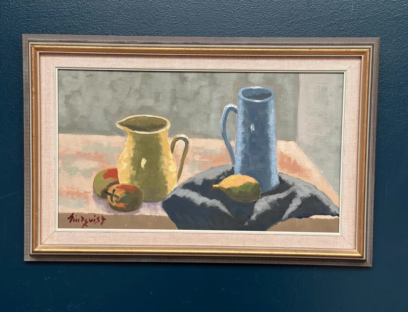 Lindqvist, Stillleben, 1950er, Ölgemälde auf Leinwand, gerahmt