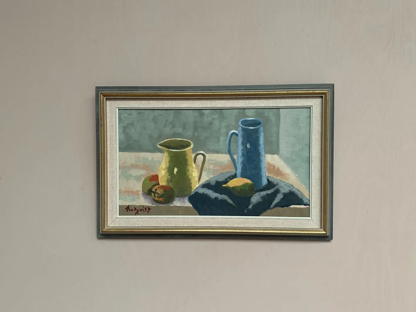 Lindqvist, Stillleben, 1950er, Ölgemälde auf Leinwand, gerahmt