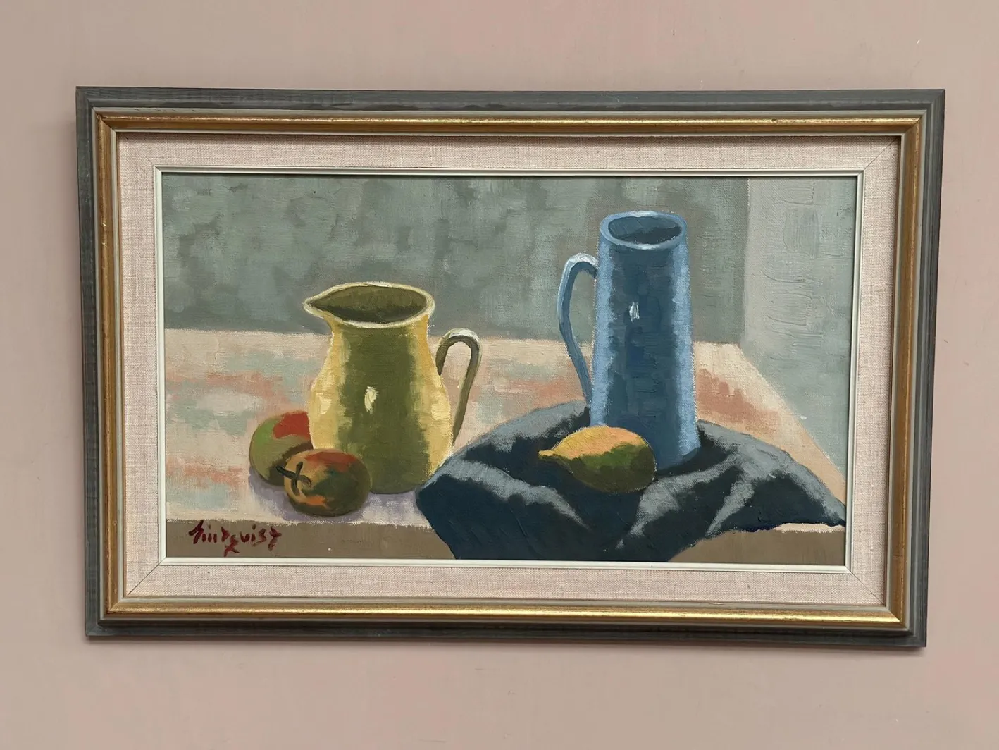 Lindqvist, Stillleben, 1950er, Ölgemälde auf Leinwand, gerahmt