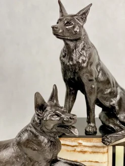 Louis Albert Carvin, Art Deco Deutscher Schäferhund, 1920er, Zink & Bleilegierung