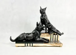 Louis Albert Carvin, Art Deco Deutscher Schäferhund, 1920er, Zink & Bleilegierung