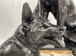Louis Albert Carvin, Art Deco Deutscher Schäferhund, 1920er, Zink & Bleilegierung