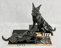 Louis Albert Carvin, Art Deco Deutscher Schäferhund, 1920er, Zink & Bleilegierung
