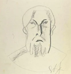 Louis Berthomme Saint-Andre, Das Gesicht des alten Mannes, Bleistiftzeichnung, Mitte des 20. Jahrhunderts
