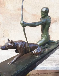 Louis Riché, Große Art Deco Skulptur, 1920er-1940er, Bronze & Marmor