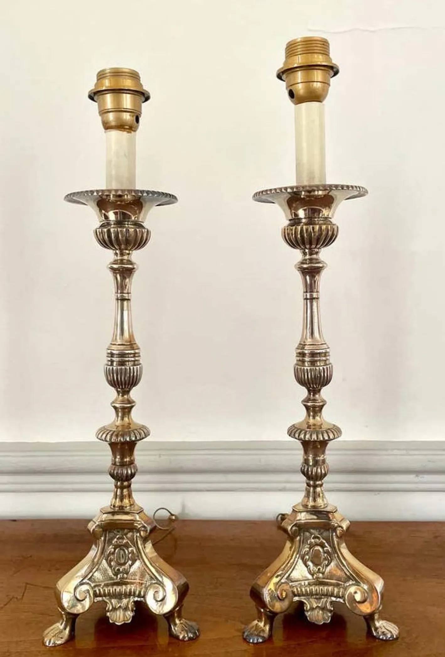 Louis XIV Kirchenaltar Kerzenhalter aus Silber Metall, 19. Jh., 2er Set
