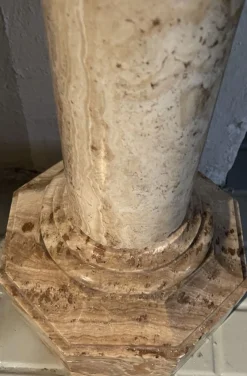 Louis XVI Stil Biege Marmor Vase & Säule, 1800er
