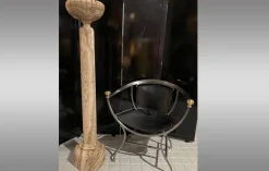 Louis XVI Stil Biege Marmor Vase & Säule, 1800er