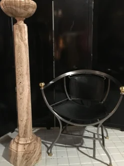Louis XVI Stil Biege Marmor Vase & Säule, 1800er