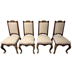 Louis XV Stühle aus geschnitztem & vergoldetem Holz, 18. Jh., 4er Set