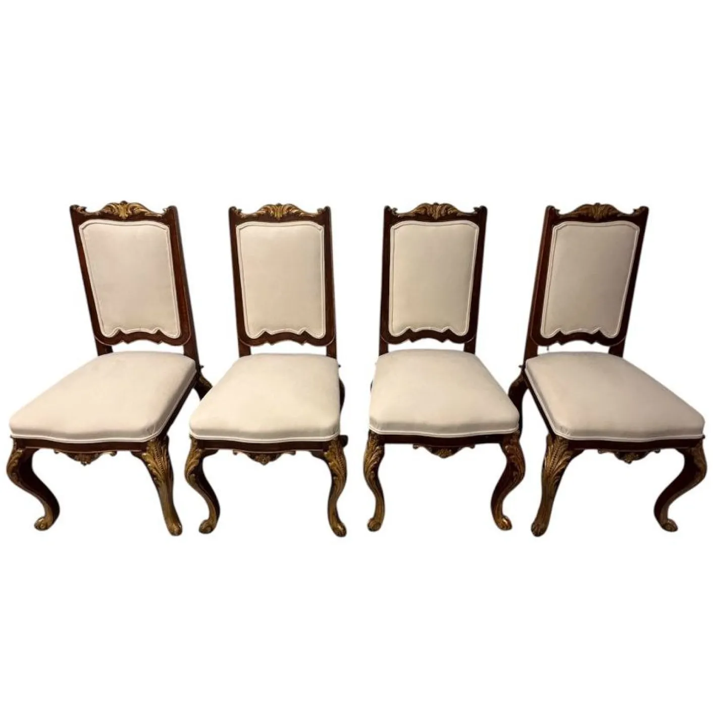 Louis XV Stühle aus geschnitztem & vergoldetem Holz, 18. Jh., 4er Set