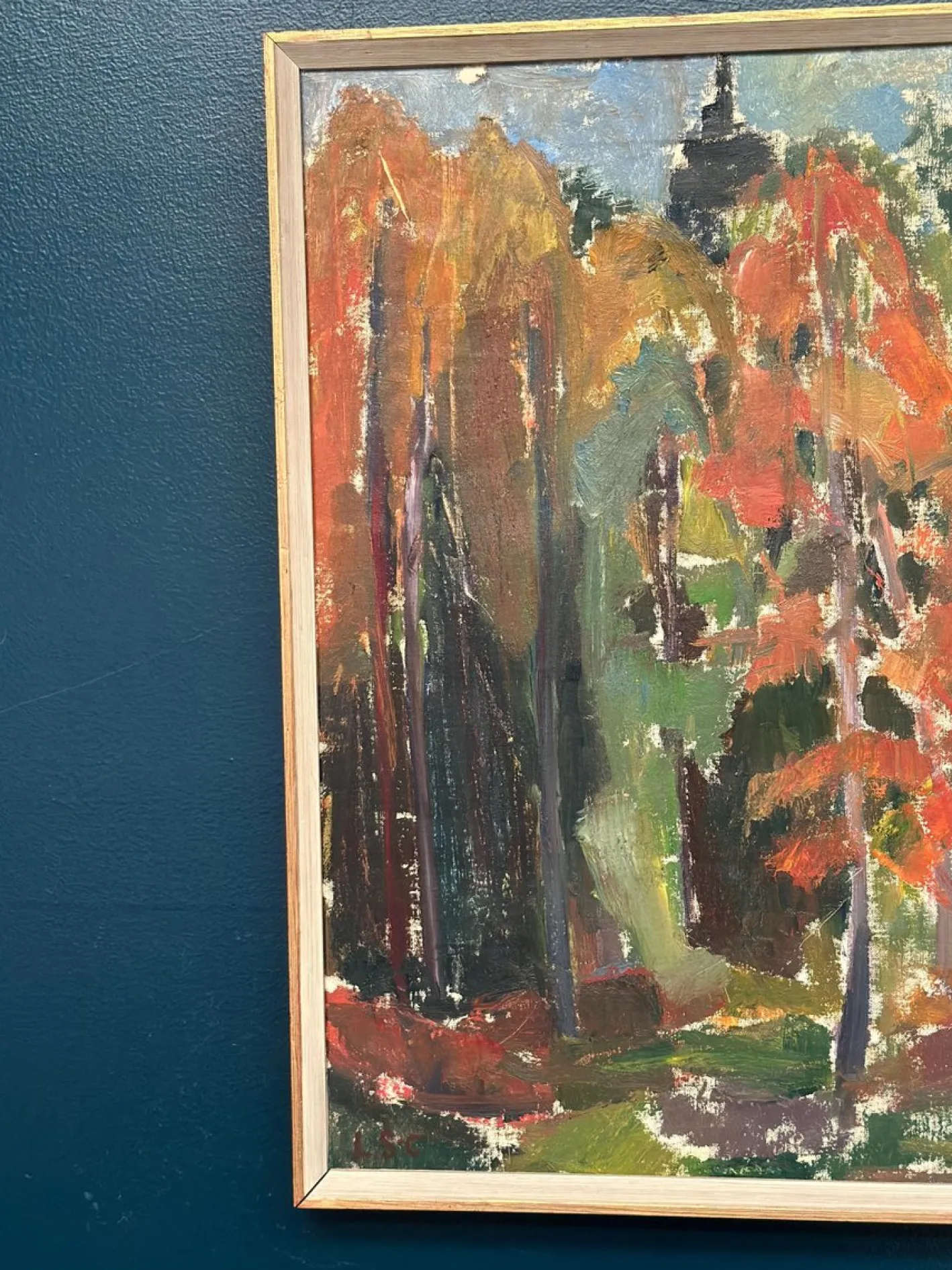 L. S-c, Forest in Autumn, 1950er, Öl auf Leinwand, gerahmt