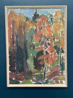 L. S-c, Forest in Autumn, 1950er, Öl auf Leinwand, gerahmt