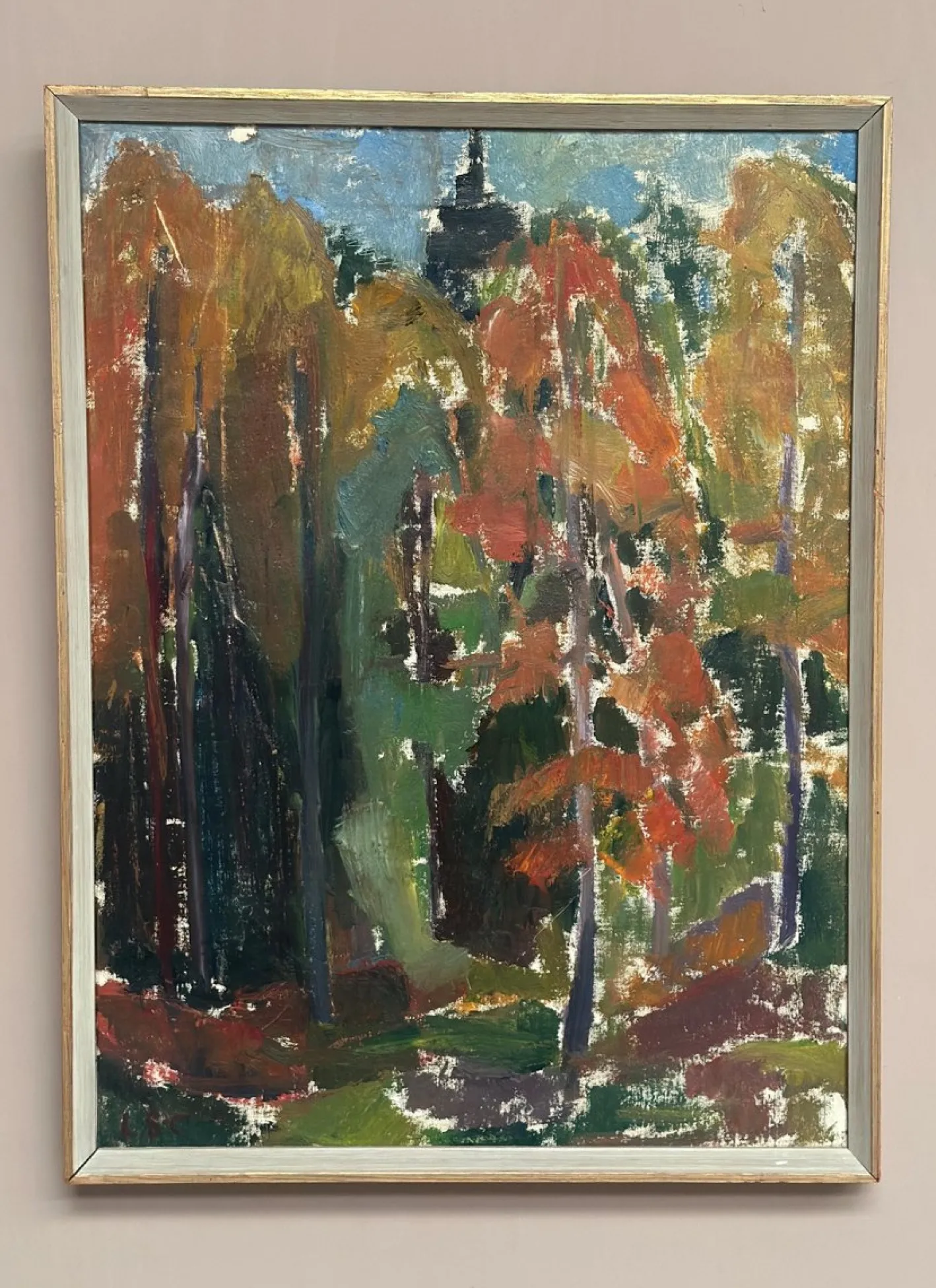 L. S-c, Forest in Autumn, 1950er, Öl auf Leinwand, gerahmt