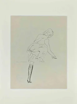 Lucien Coutaud, Posing Woman, Original Drawing, 1930s