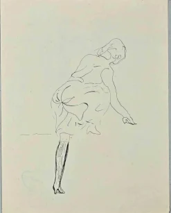 Lucien Coutaud, Posing Woman, Original Drawing, 1930s