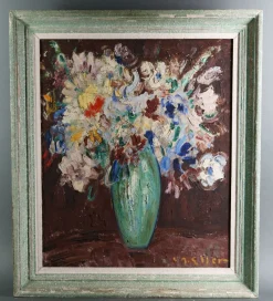 Lucien Roudier Detto Eller, Flowers in a Vase, 1920er, Ölgemälde auf Leinwand, gerahmt