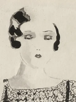 Lucy Croffin, Art Deco Fashion Artwork, 1932, Tusche oder Aquarell auf Papier, gerahmt