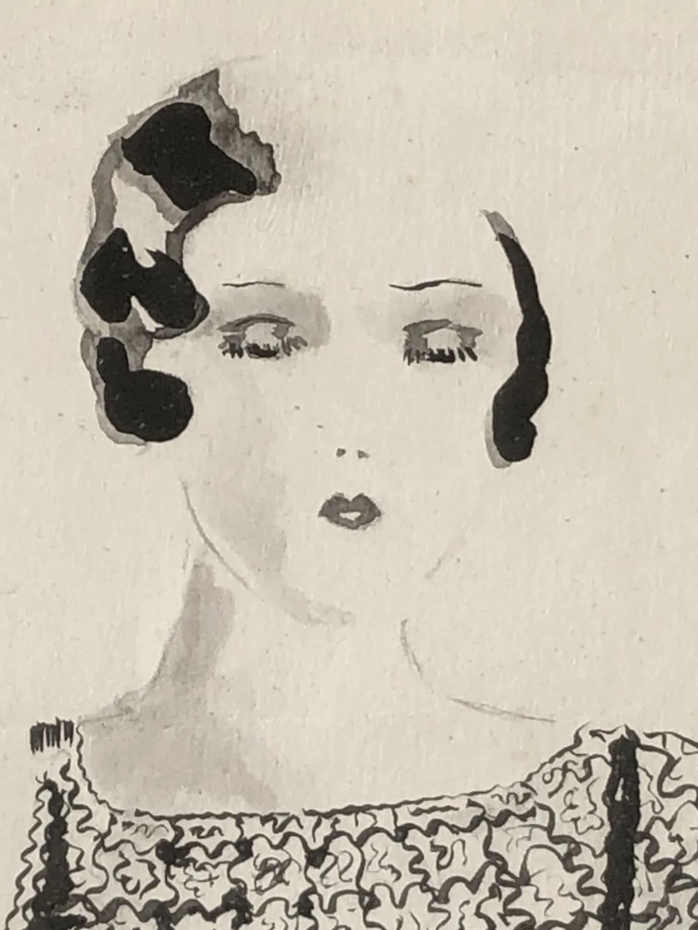 Lucy Croffin, Art Deco Fashion Artwork, 1932, Tusche oder Aquarell auf Papier, gerahmt
